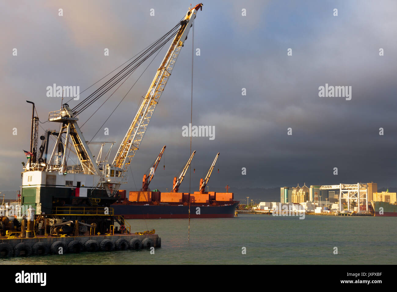Oakland, California, dredger digging shipping channel for the port Stock Photo