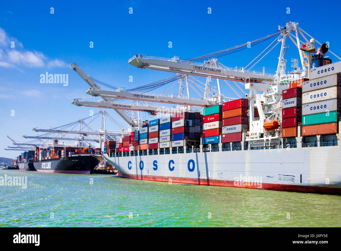 OAKLAND - MAY 26: The Port of Oakland in Oakland, California on May 26, 2012. As the fourth busiest container port in the country, it is now a major e Stock Photo