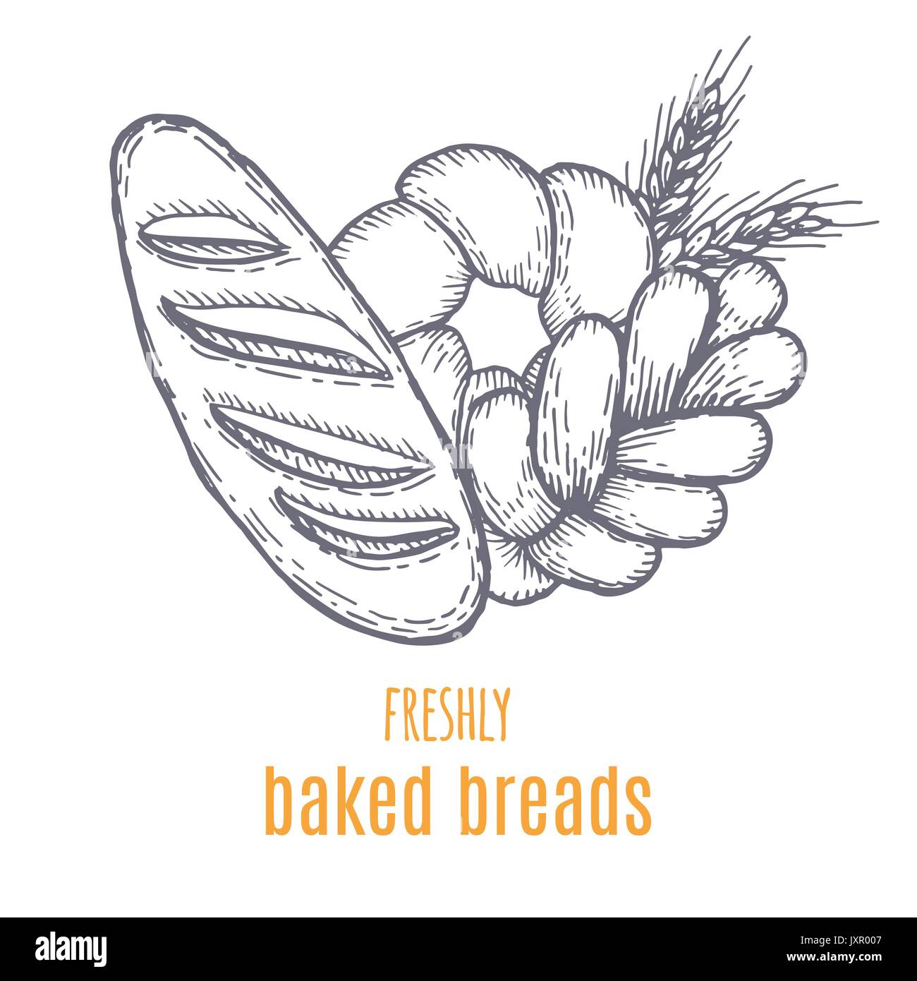 Hand drawn decorative bread bakery . Vector Illustration Stock Vector ...