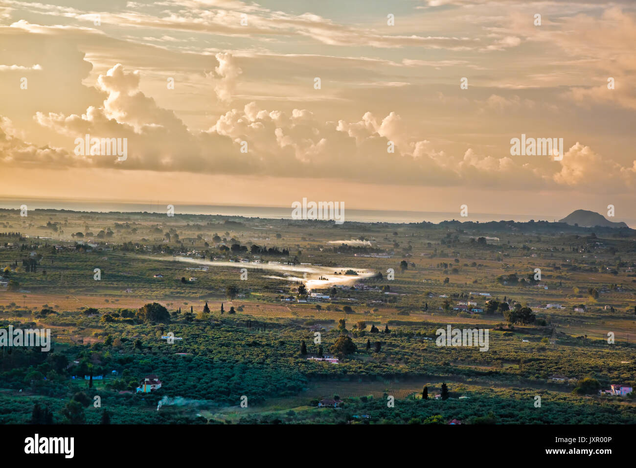 Zakynthos island with green fields in Greece Stock Photo