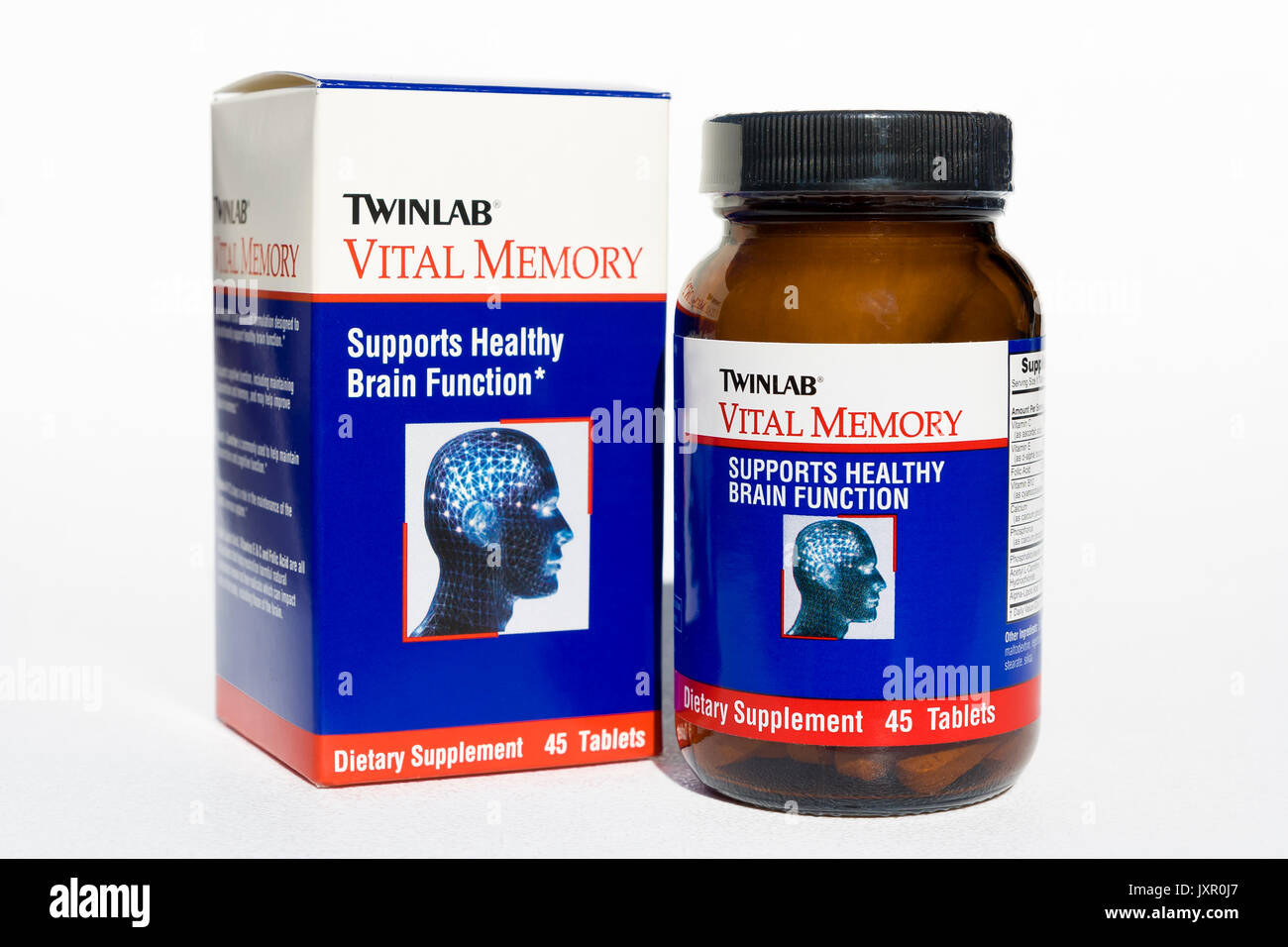 Pills for improving one's memory and cognitive function. Stock Photo