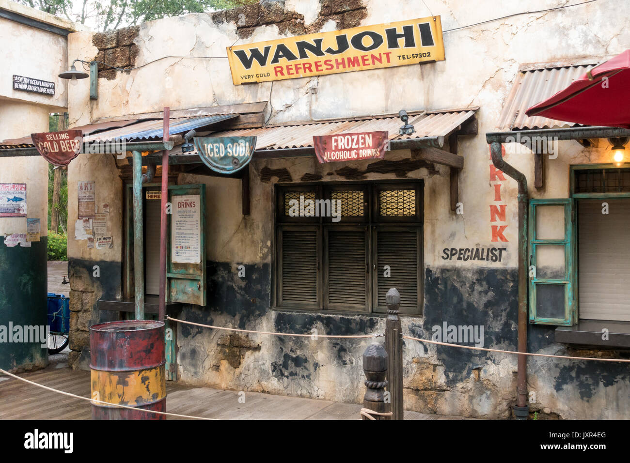 Theming Detail in Disneys Animal Kingdom Theme Park, Walt Disney World, Orlando, Florida. Stock Photo