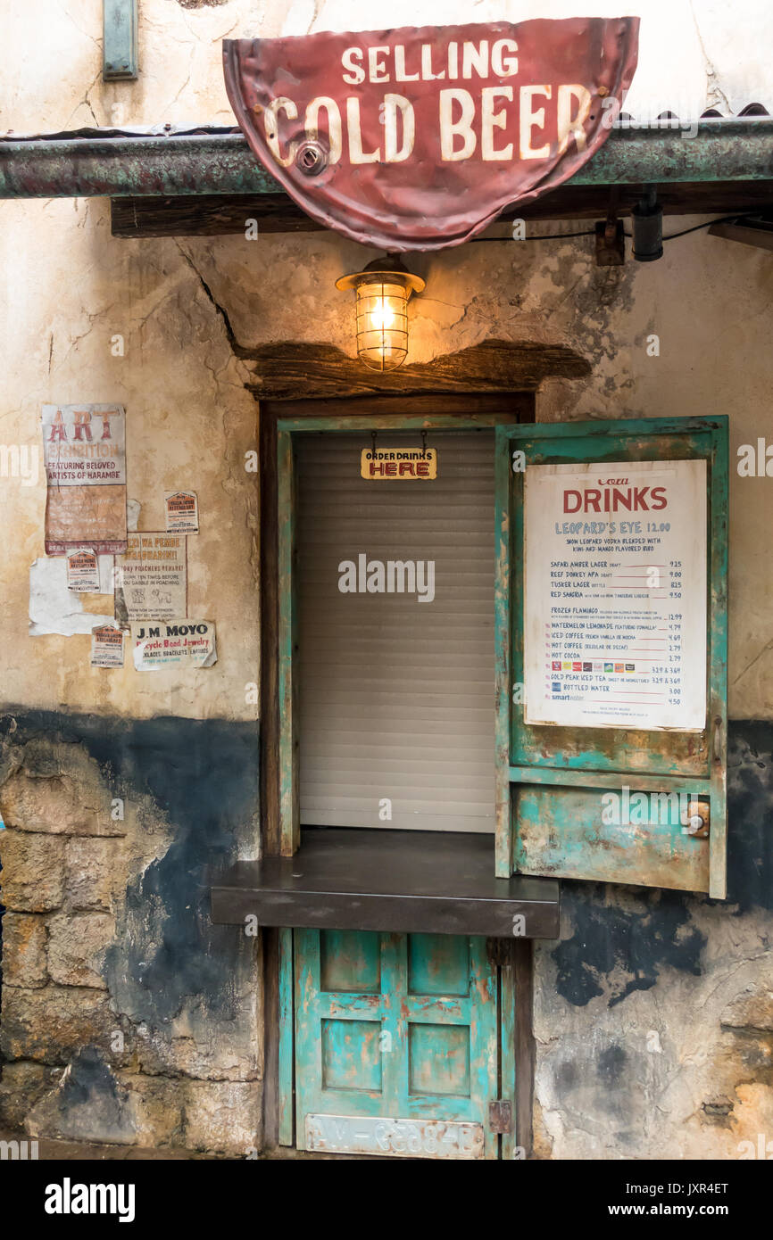Theming Detail in Disneys Animal Kingdom Theme Park, Walt Disney World, Orlando, Florida. Stock Photo