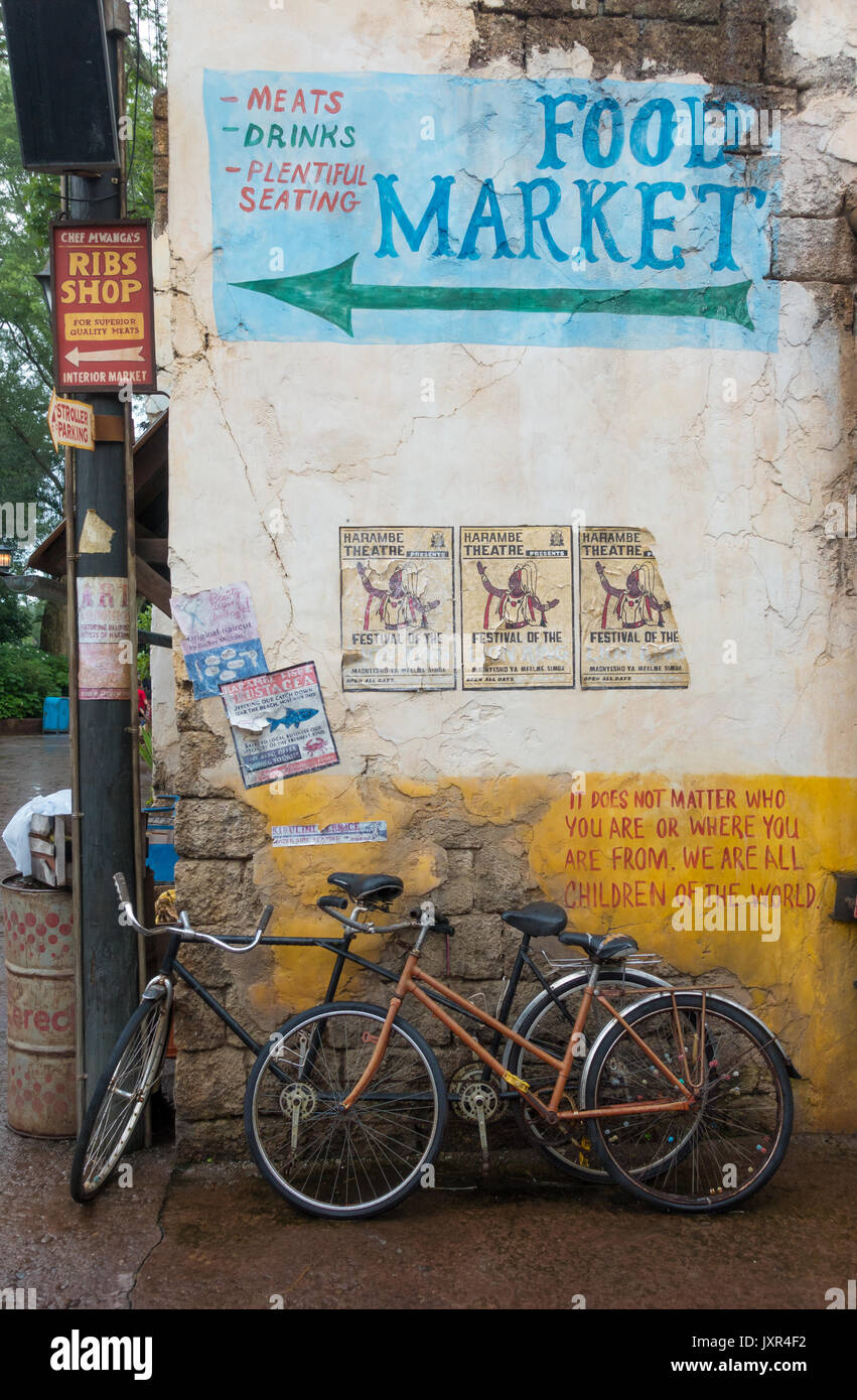 Theming Detail in Disneys Animal Kingdom Theme Park, Walt Disney World, Orlando, Florida. Stock Photo