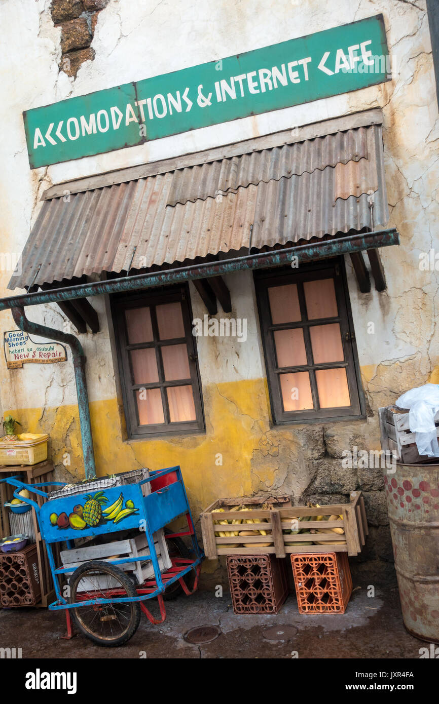 Theming Detail in Disneys Animal Kingdom Theme Park, Walt Disney World, Orlando, Florida. Stock Photo