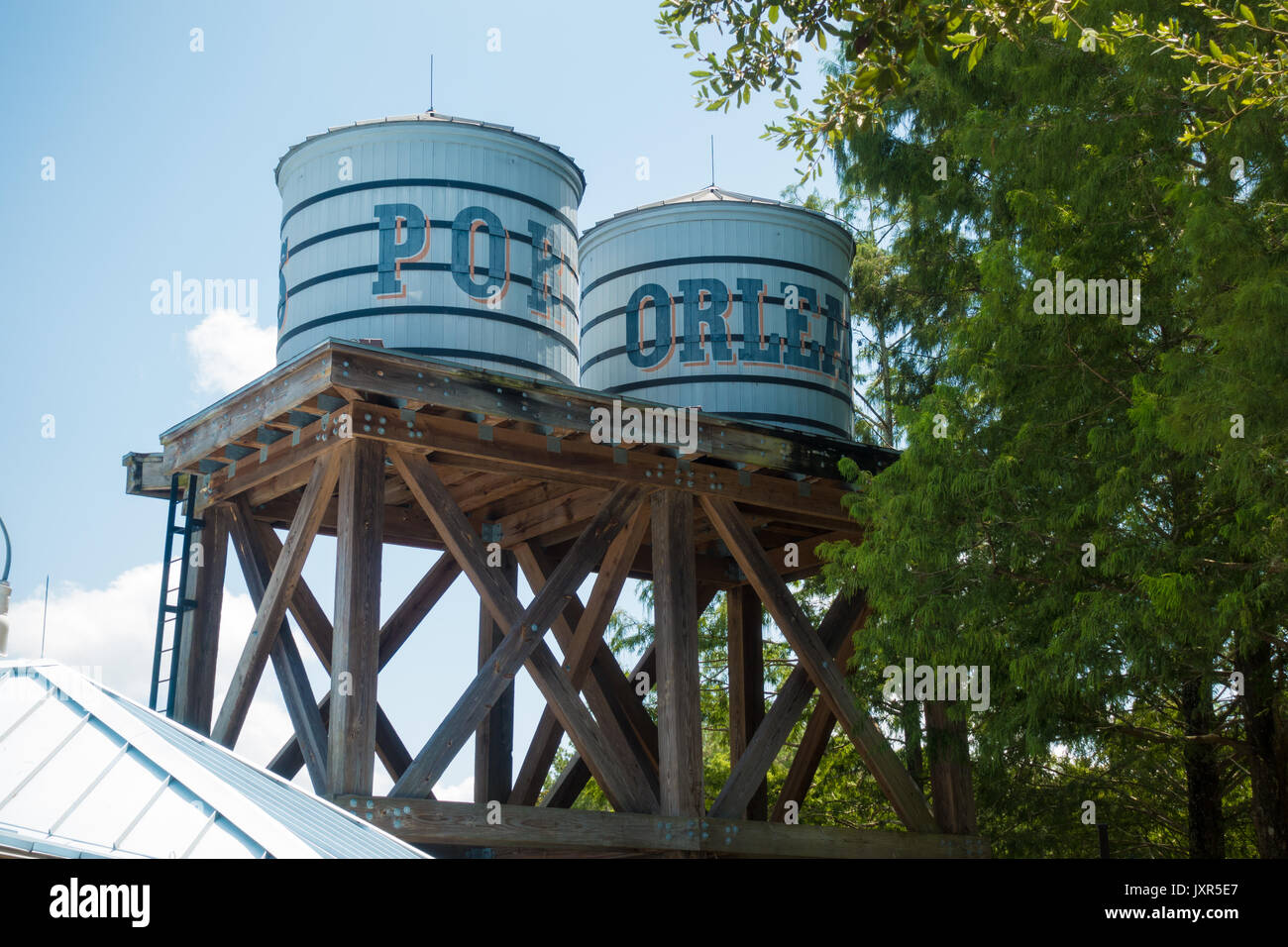 Water Towers at Disneys Port Orleans Riverside Resort, Orlando, Florida. Stock Photo
