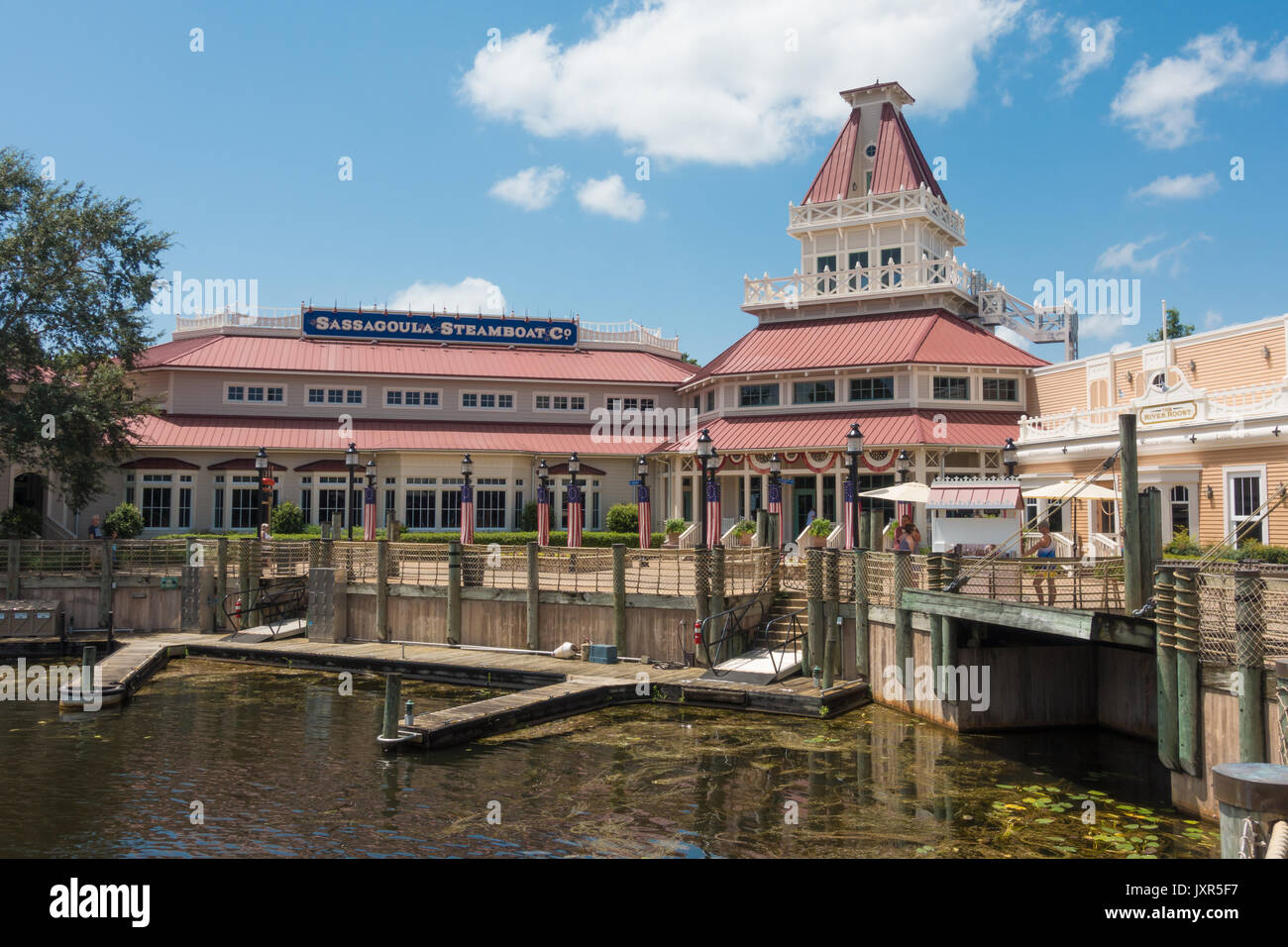 Marina at Port Orleans Roverside Resort in Walt Disney World, Orlando, Florida. Stock Photo