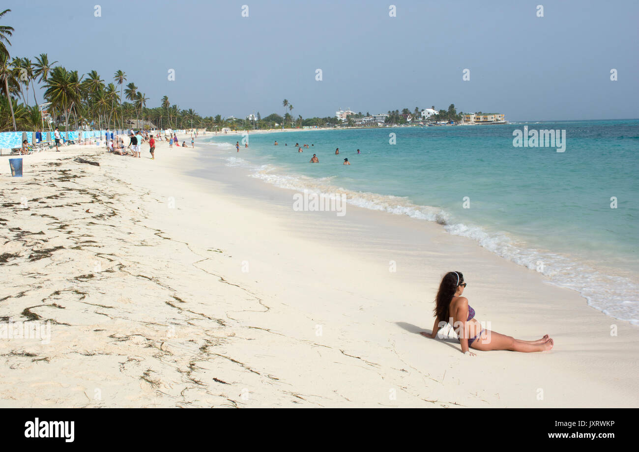 San Andres , Colombia - photo take on April 04 2017 : Tropical beach on the Caribbean island of San Andres , Colombia Stock Photo