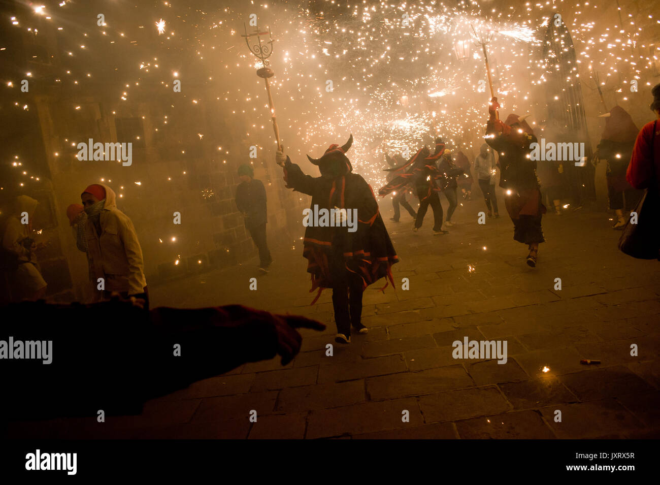Barcelona, Catalonia, Spain. 16th Aug, 2017. Devils and revelers take ...