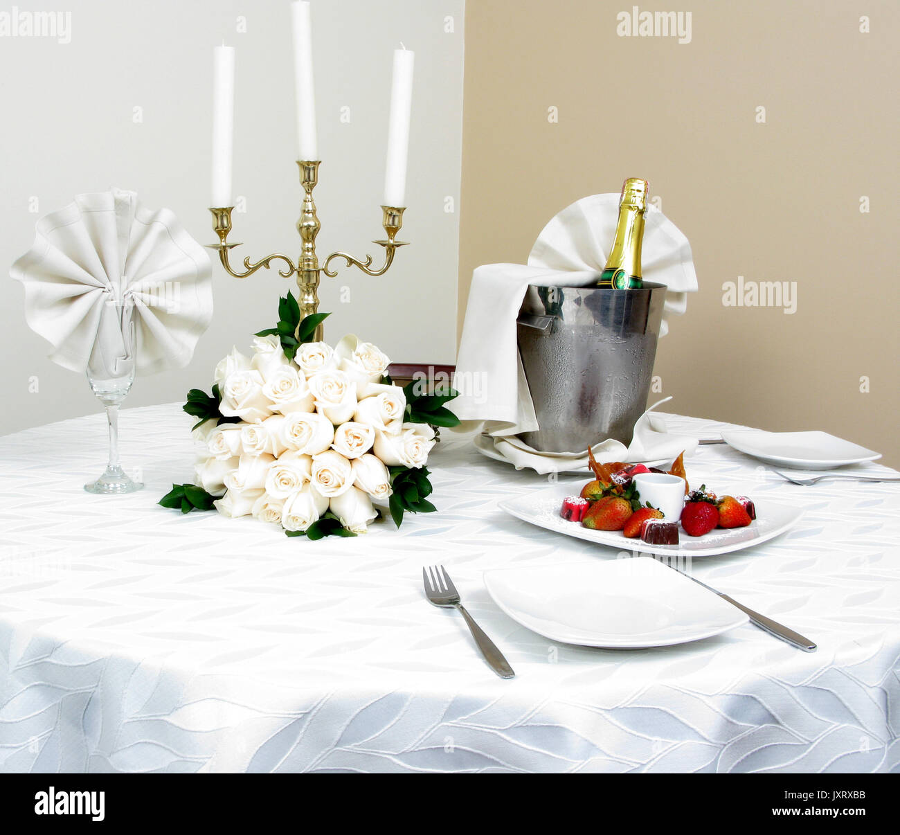 Table setting for a wedding or dinner event, very shallow depth of field Stock Photo