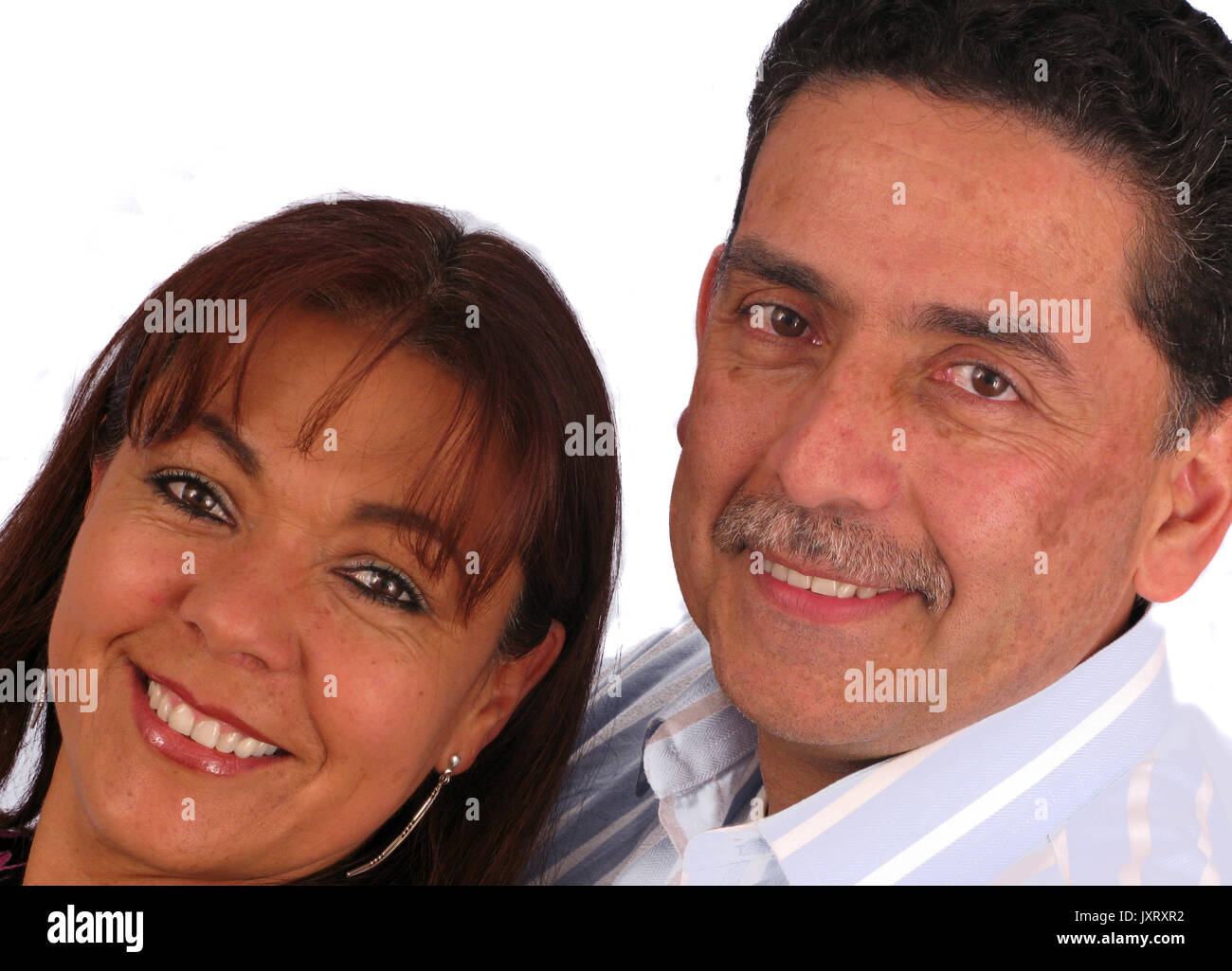 Mature love couple smiling over white Stock Photo
