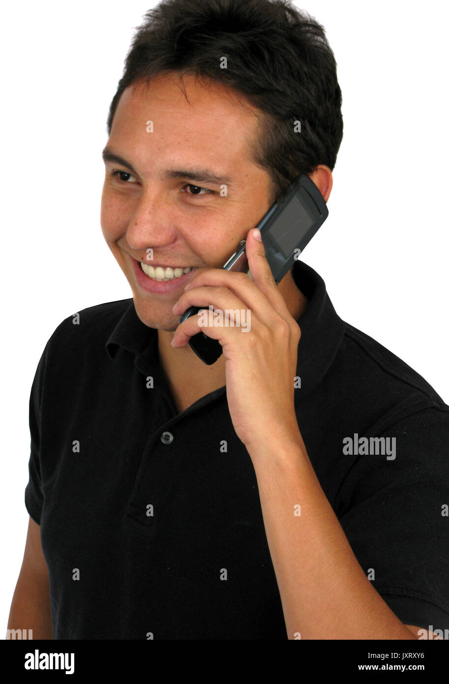 Attractive Young Man On Cellphone With Smile Stock Photo