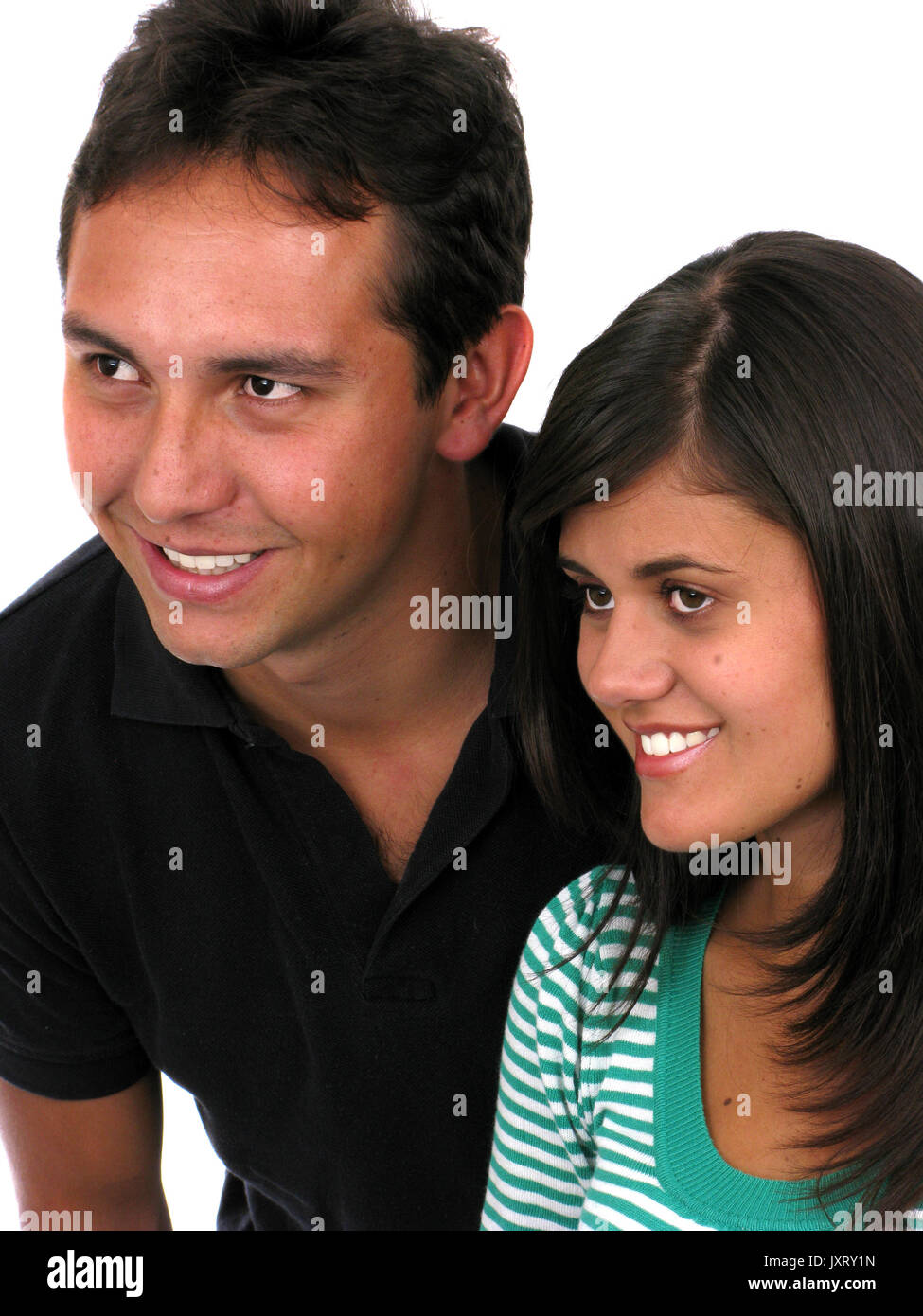 Couple full of dreams over  white background Stock Photo