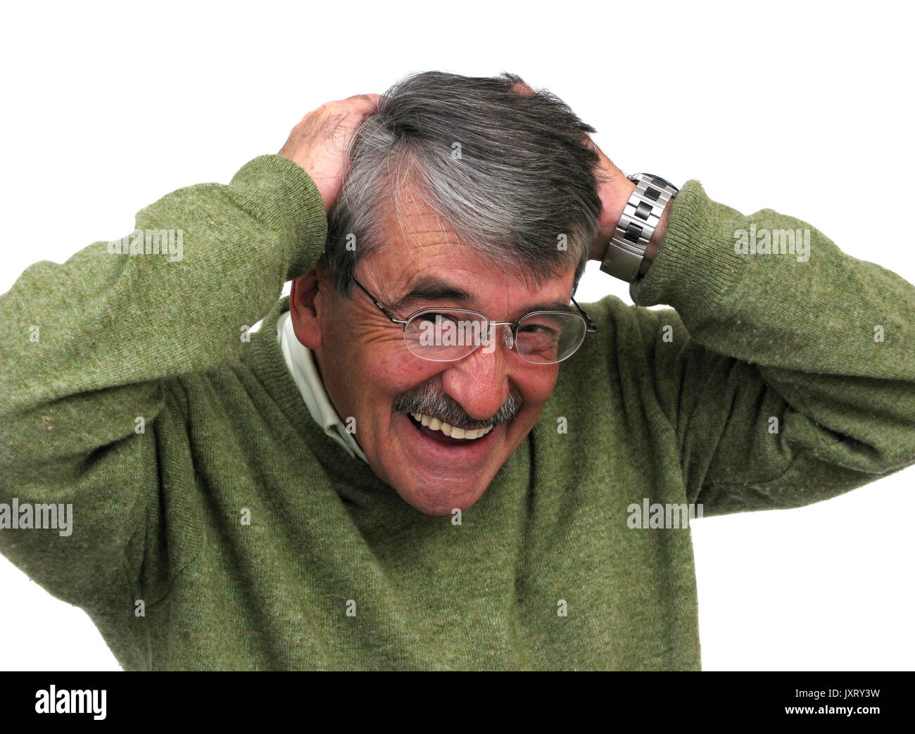 Business man senior happy over white background Stock Photo