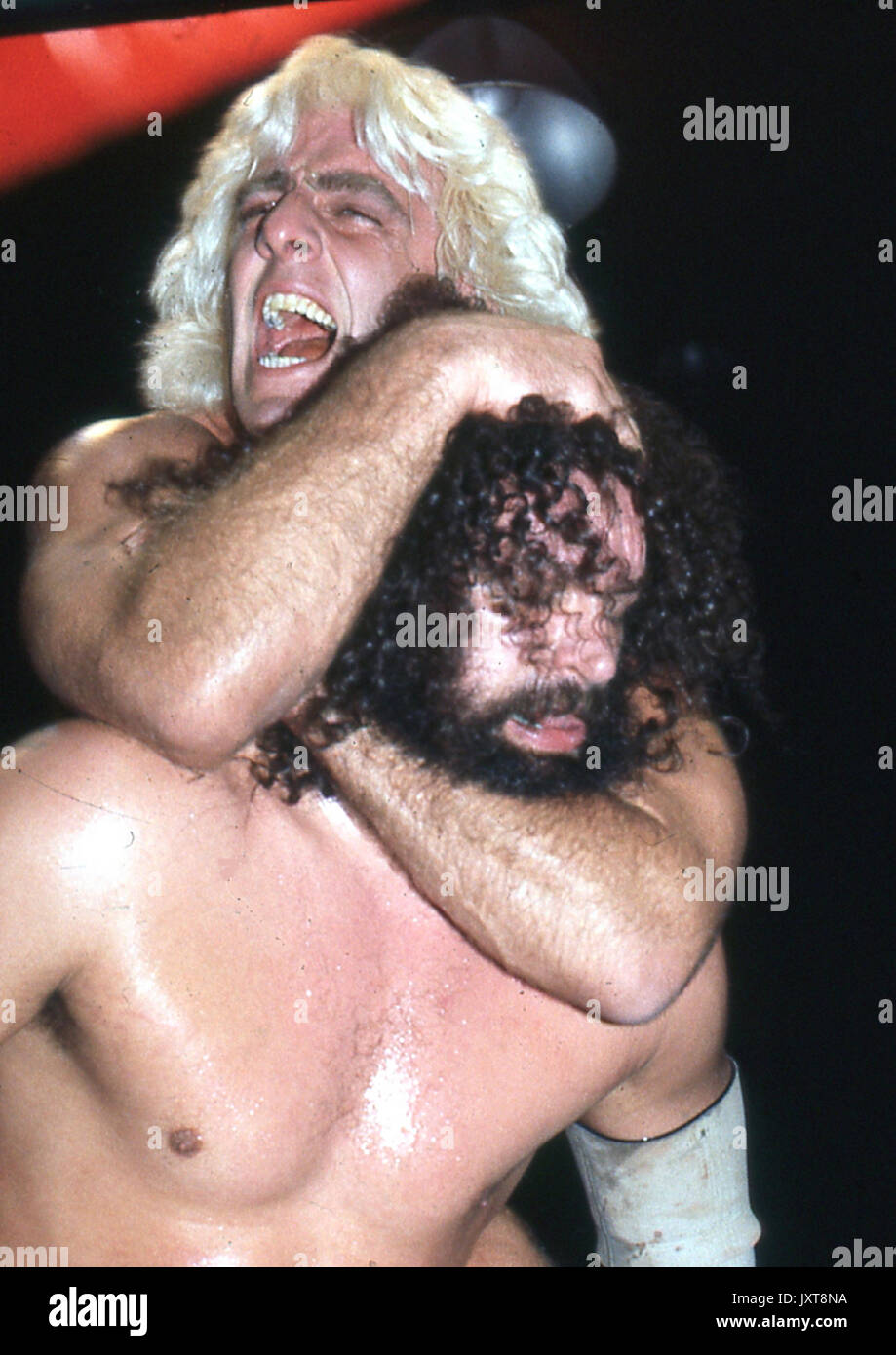 Ric Flair vs Bruiser Brody in St. Louis on November 16, 1984. Credit:  George Napolitano/MediaPunch Stock Photo - Alamy, image size:919x1390