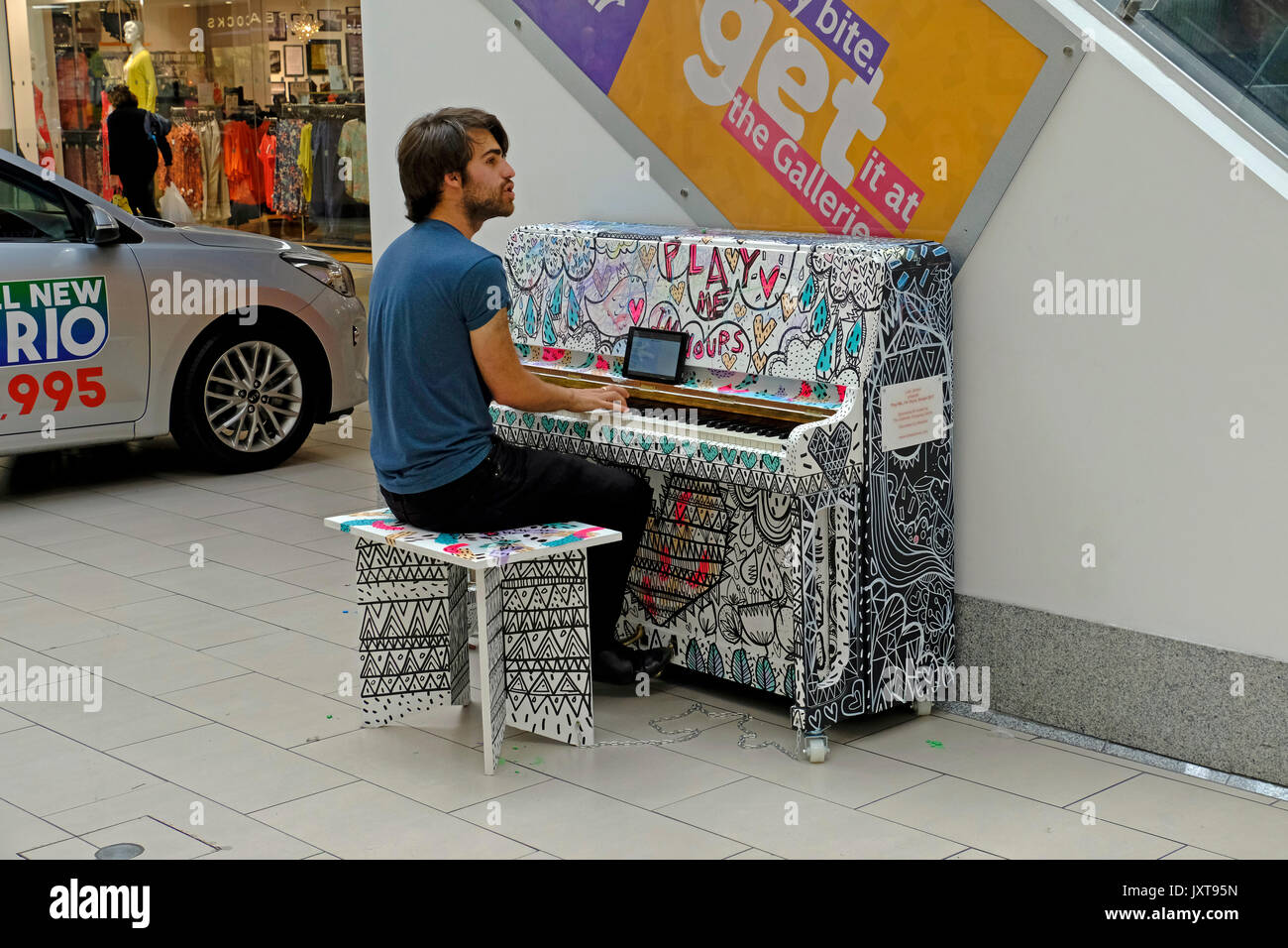Bristol, UK. 17th August, 2017. A series of pianos appear in locations around the city for the public to play. The pianos are part of “Play Me I’m Yours”, a musical art trail devised by artist Luke Jerram, which consists of 18 instruments, each decorated by a local artist; “Play Me I’m Yours” runs from 17 August to 7 September 2017. Keith Ramsey/Alamy Live News Stock Photo
