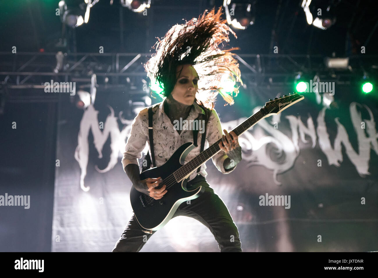 MADRID - JUN 22: Motionless in White (metalcore music band) perform in concert at Download (heavy metal music festival) on June 22, 2017 in Madrid. Stock Photo
