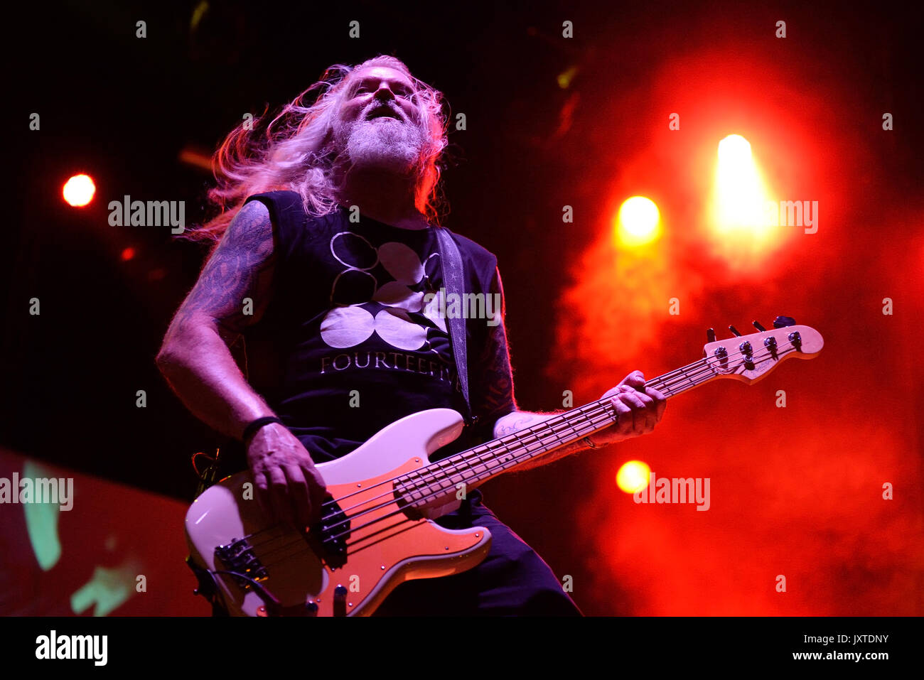 MADRID - JUN 22: Dark Tranquility (melodic death metal music band) perform in concert at Download (heavy metal music festival) on June 22, 2017 in Mad Stock Photo