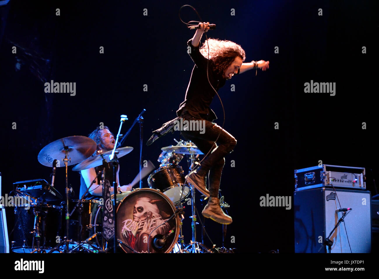 MADRID - JUN 22: Raven Eye (music band) perform in concert at Download (heavy metal music festival) on June 22, 2017 in Madrid, Spain. Stock Photo