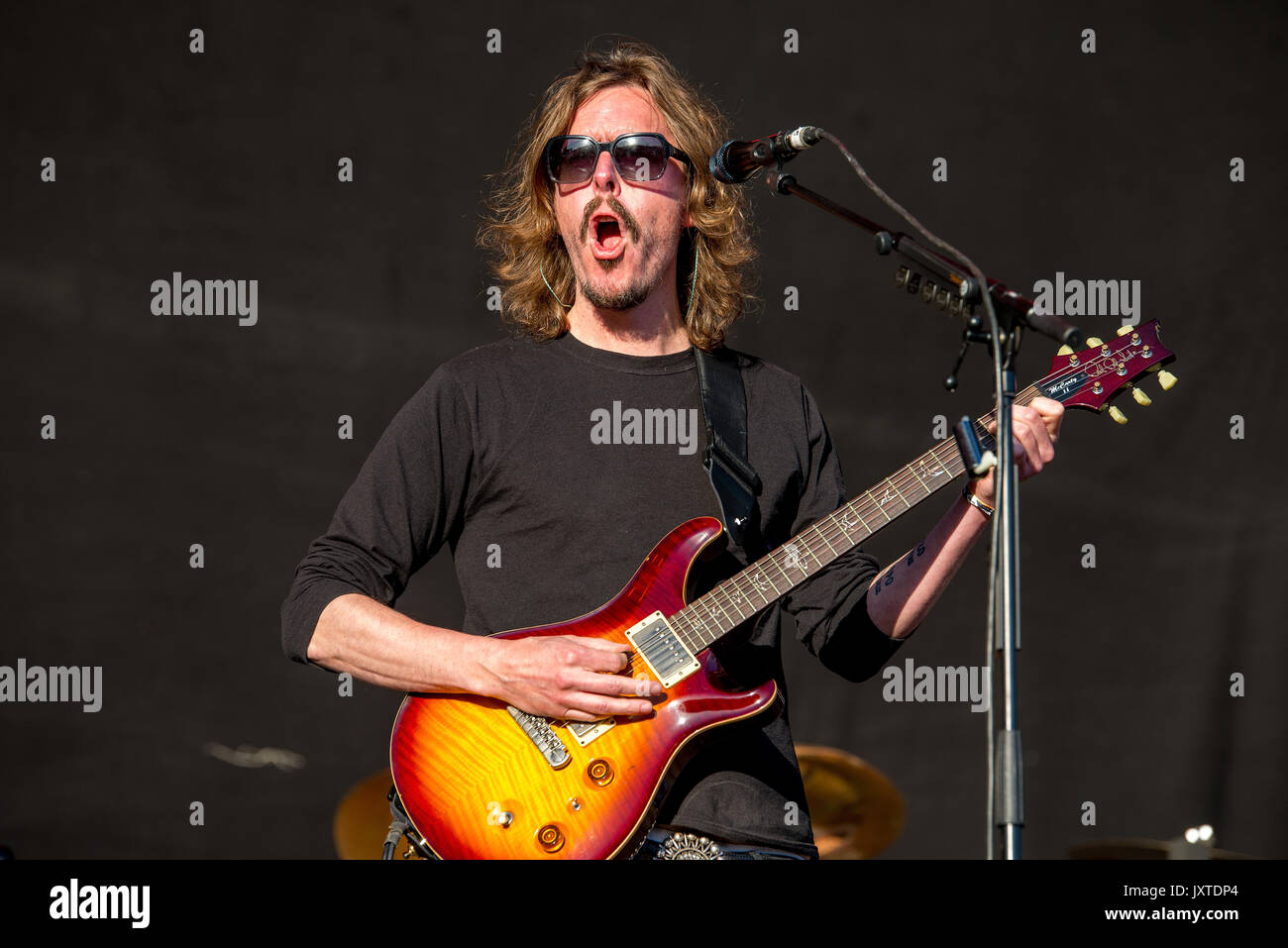 MADRID - JUN 23: Opeth (rock music band) perform in concert at Download (heavy metal music festival) on June 23, 2017 in Madrid, Spain. Stock Photo