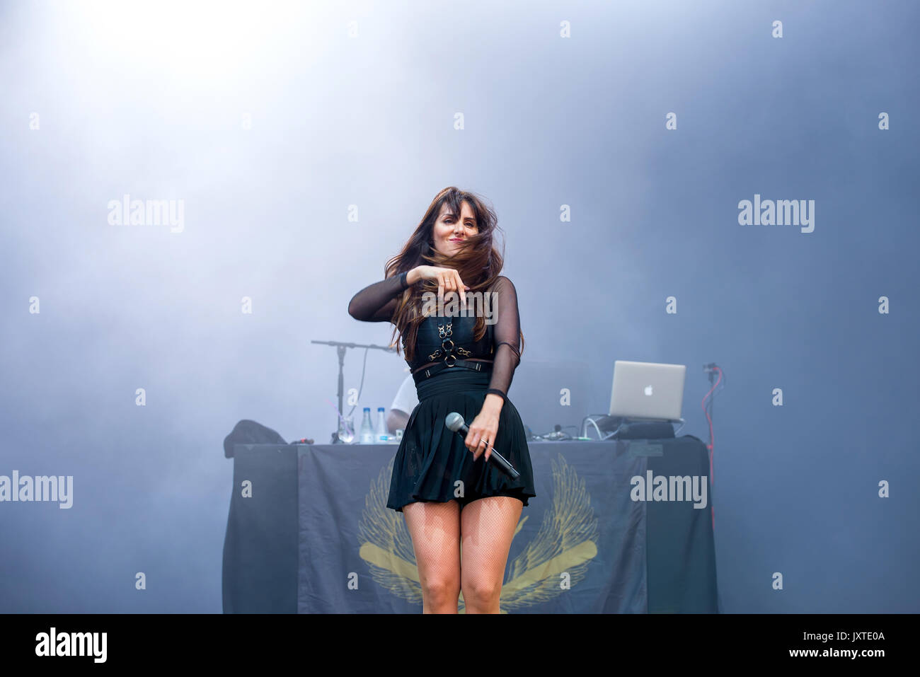BENICASSIM, SPAIN - JUL 15: La Mala Rodriguez (hip hop music band) perform in concert at FIB Festival on July 15, 2017 in Benicassim, Spain. Stock Photo