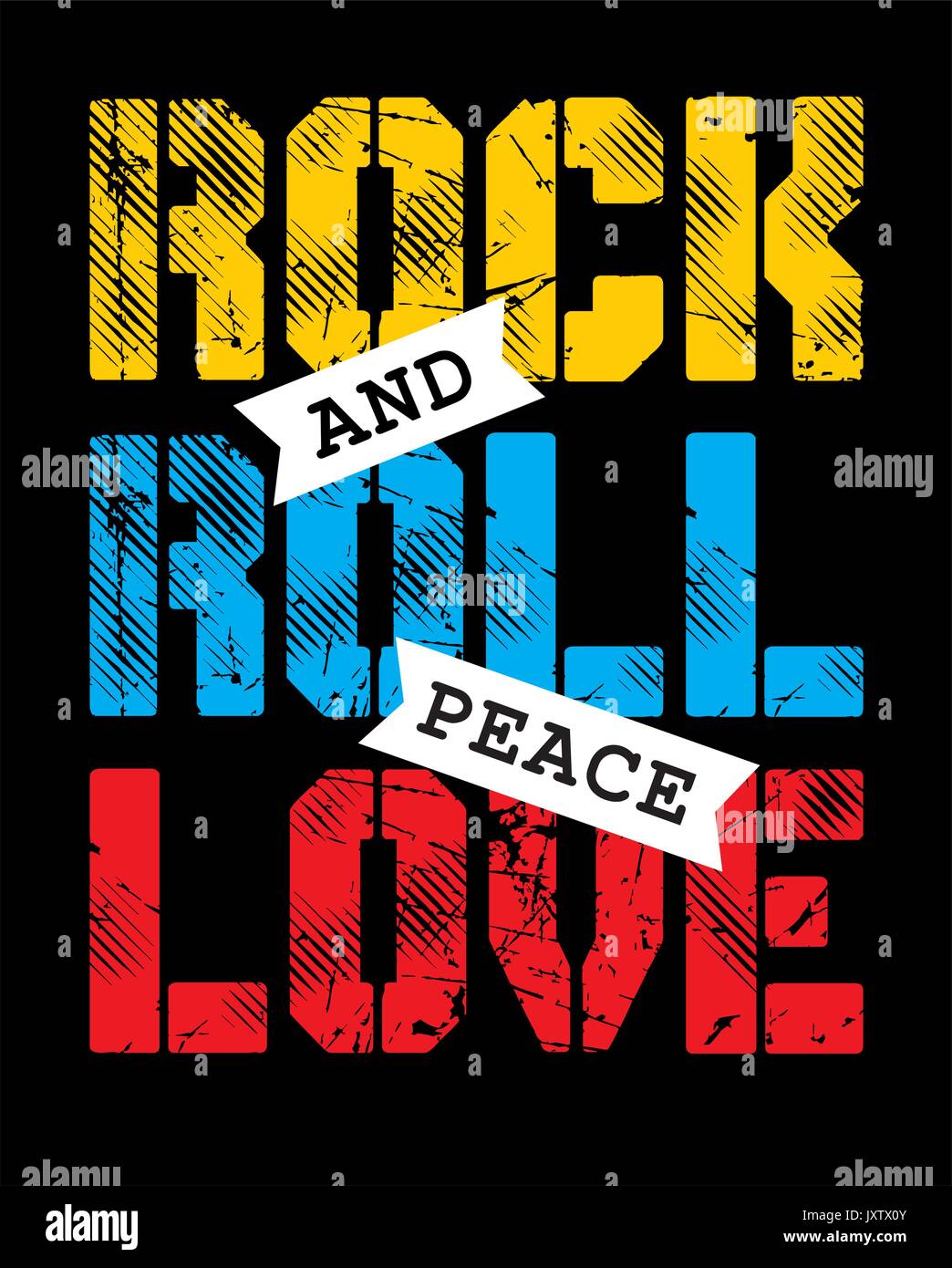 rock and roll peace love Stock Vector