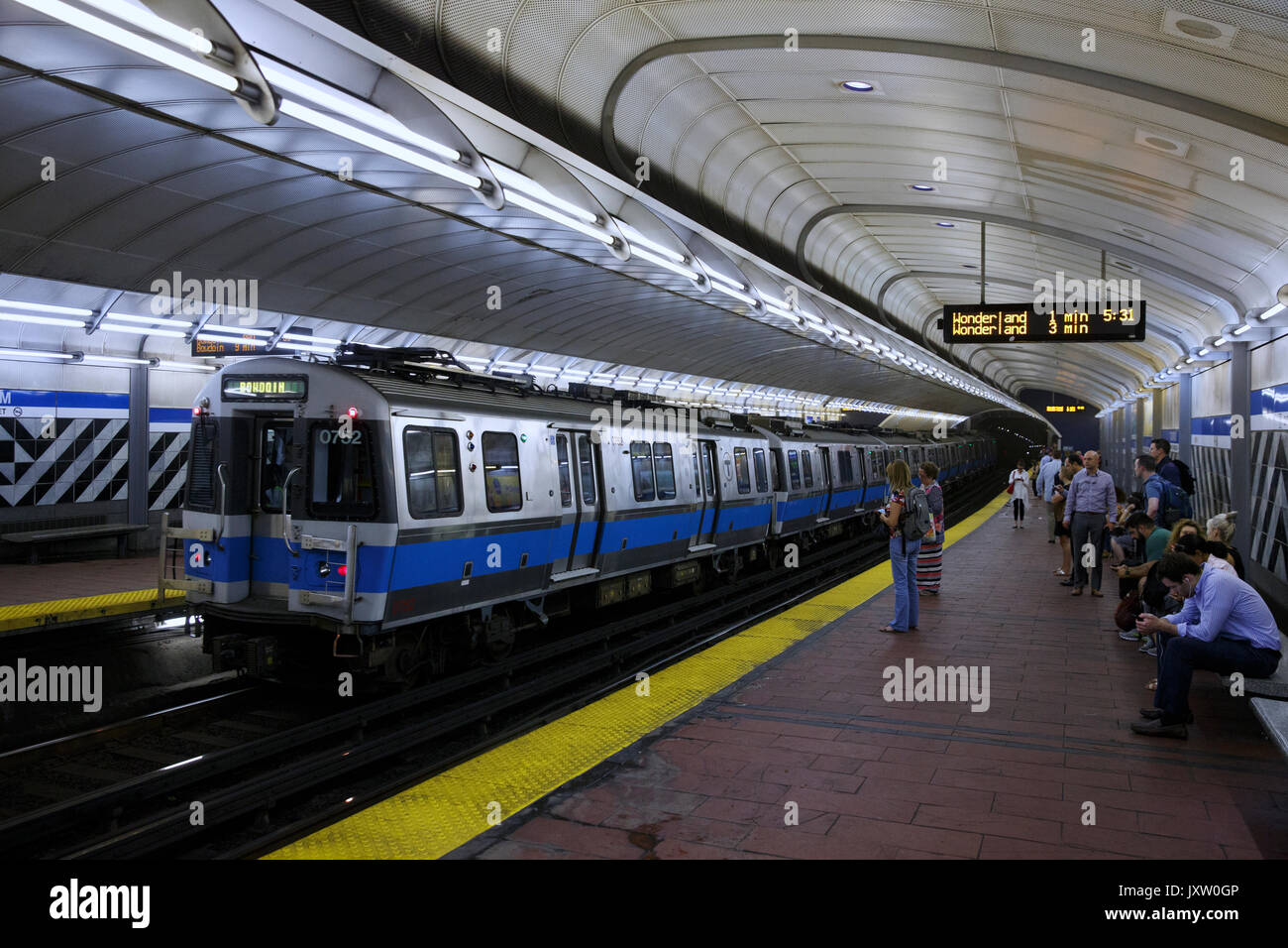 Aquarium subway station Boston Massachusetts Stock Photo Alamy
