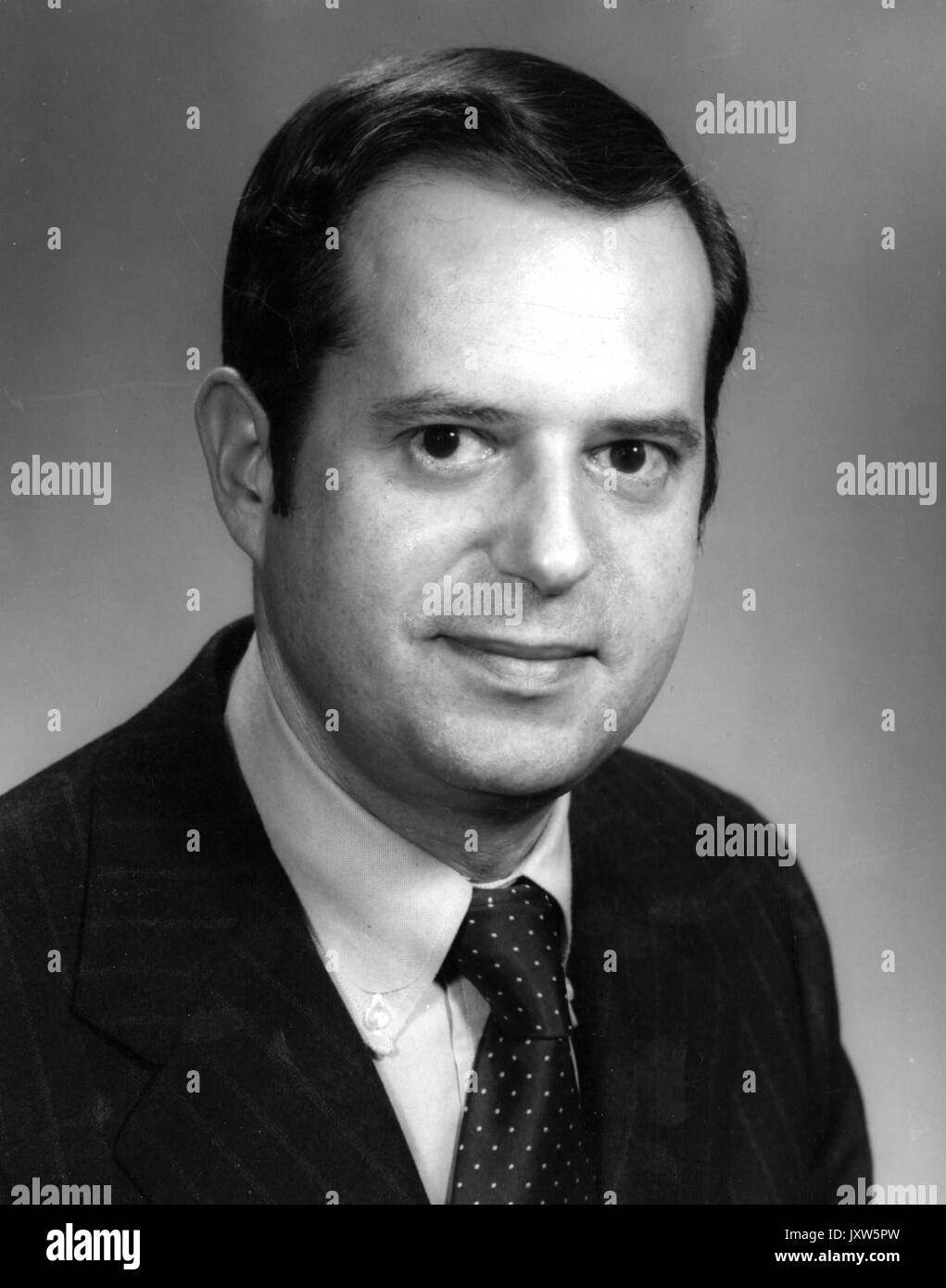 Steven Muller, Portrait photograph, Shoulders up, Three-quarter view, 45 years of age, 1972. Stock Photo