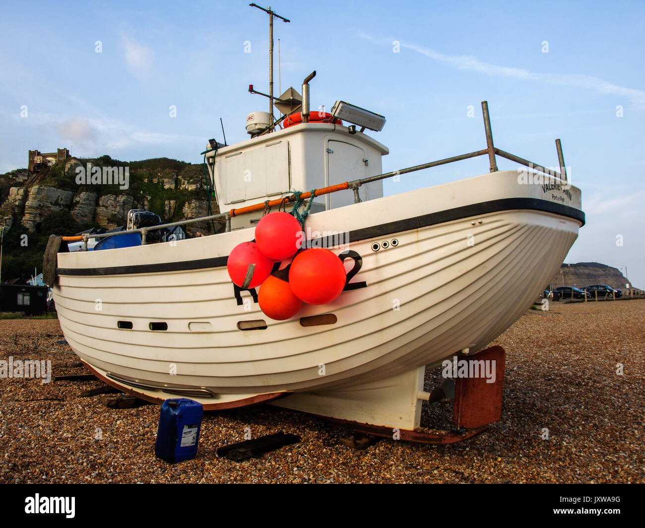 Fishing boat on The Stade in Hastings, East Sussex, England, UK Stock Photo