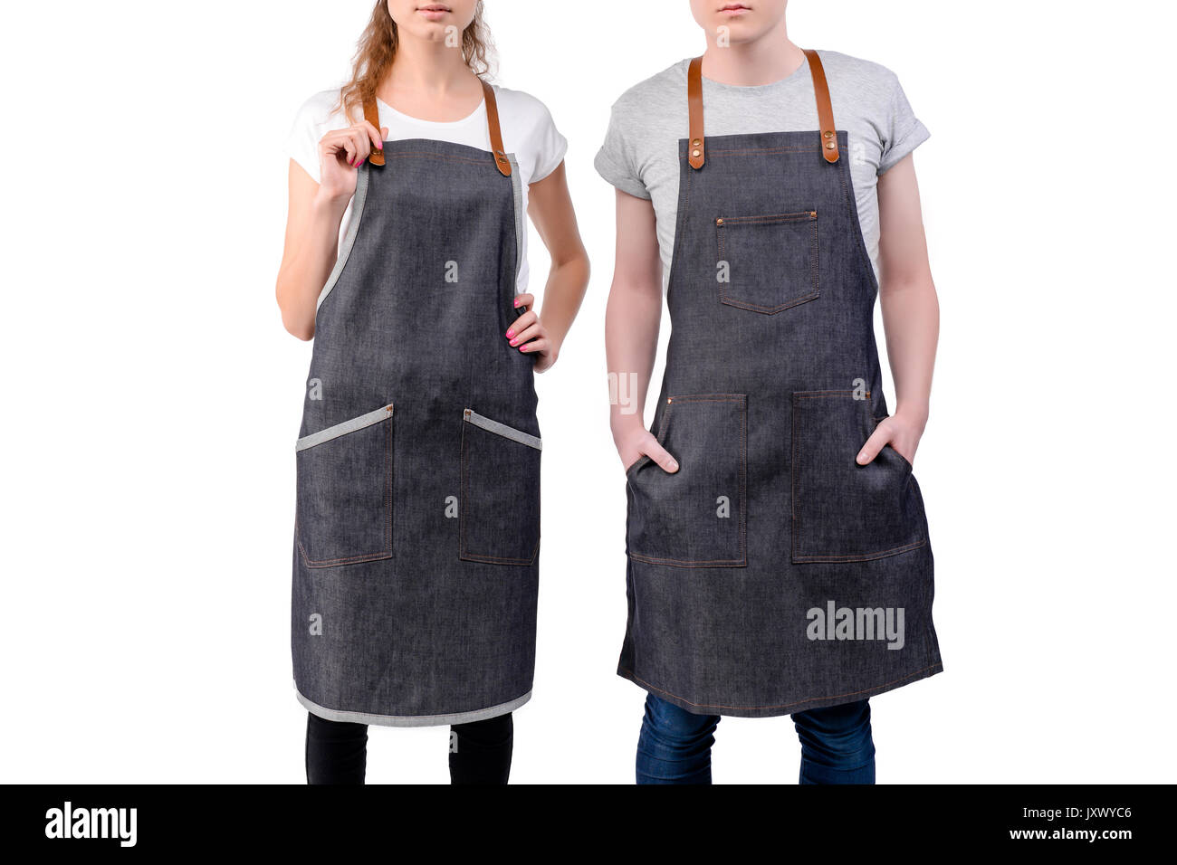 Cheerful waiters wearing apron hi-res stock photography and images - Alamy