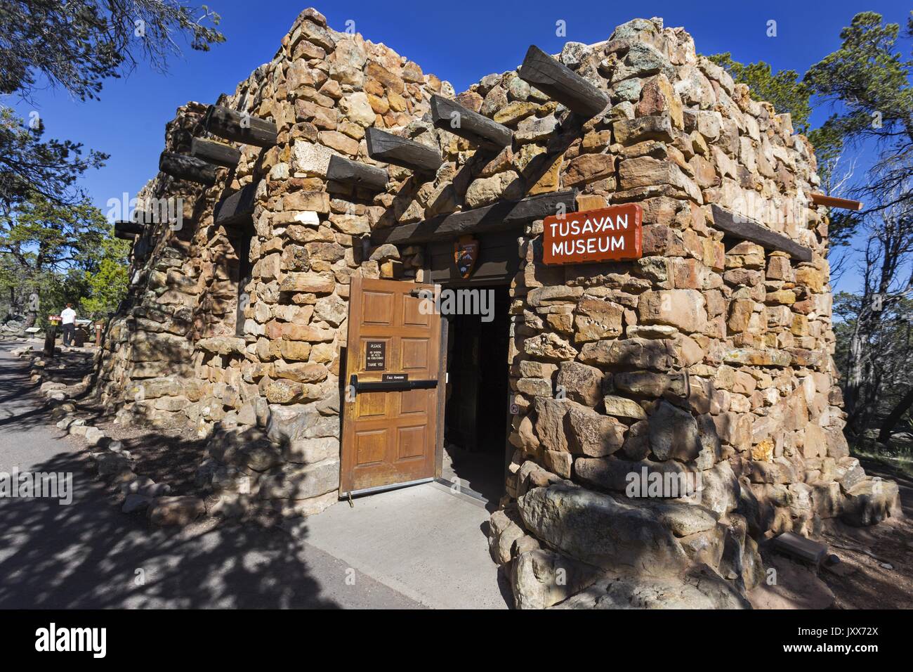 Tusayan Museum Stone Rock Structure Entrance. Grand Canyon National Park Service South Rim Arizona, United States Stock Photo