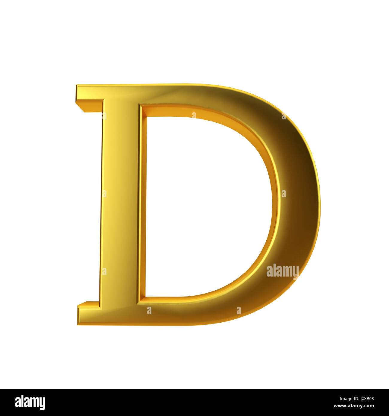 Shiny gold letter D on a plain white background. 3D Rendering Stock ...