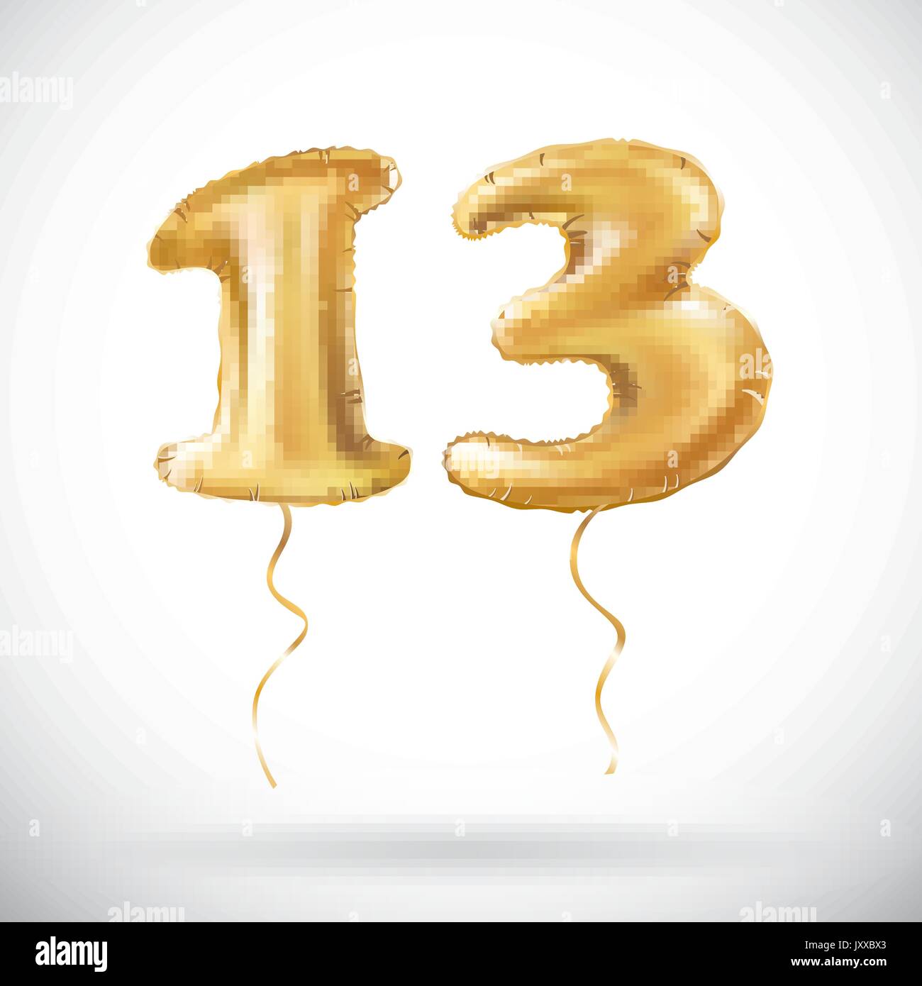 vector Golden number 13 thirteen made of inflatable balloon isolated on ...
