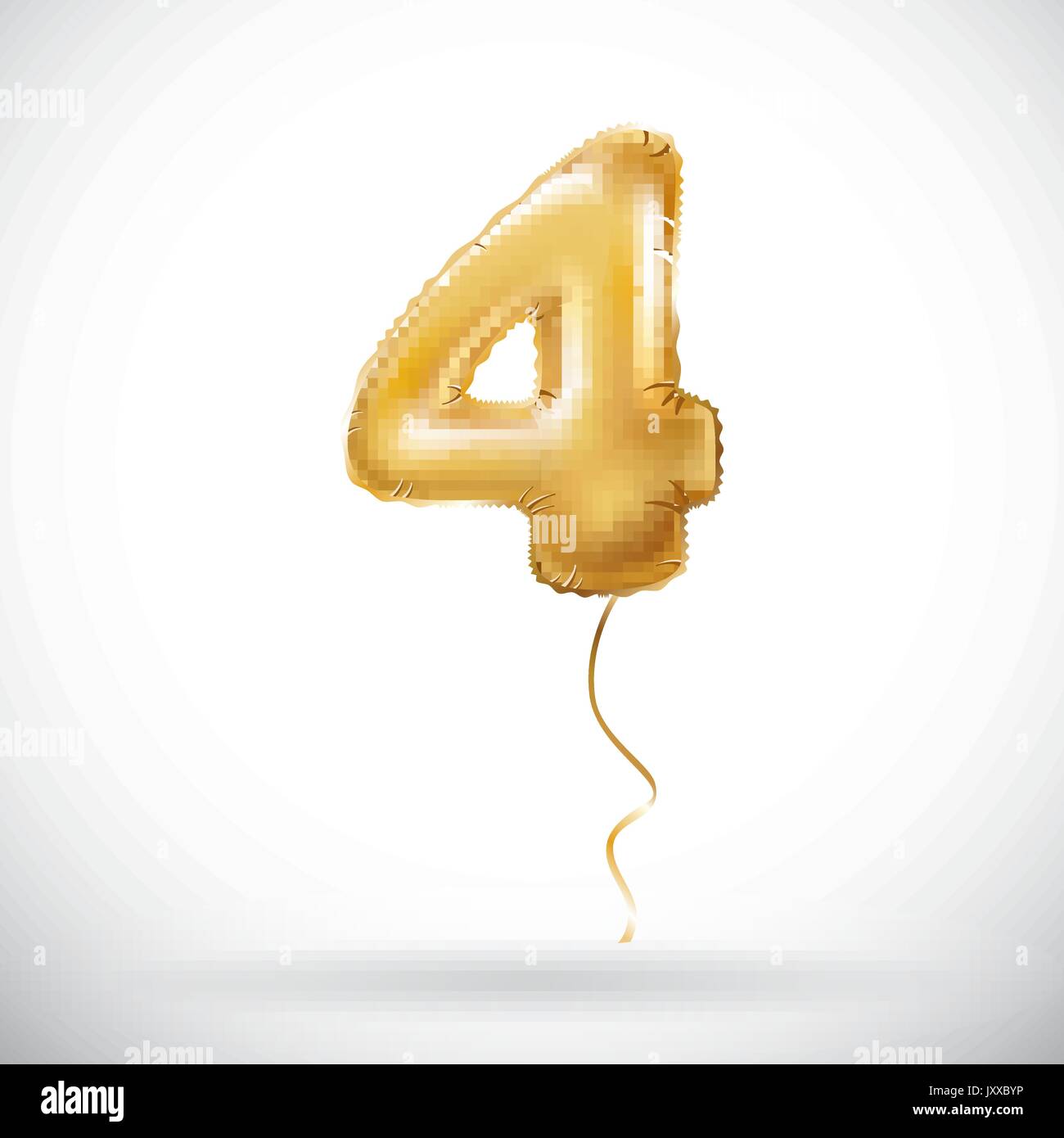 vector Golden 4 number four metallic balloon. Party decoration golden