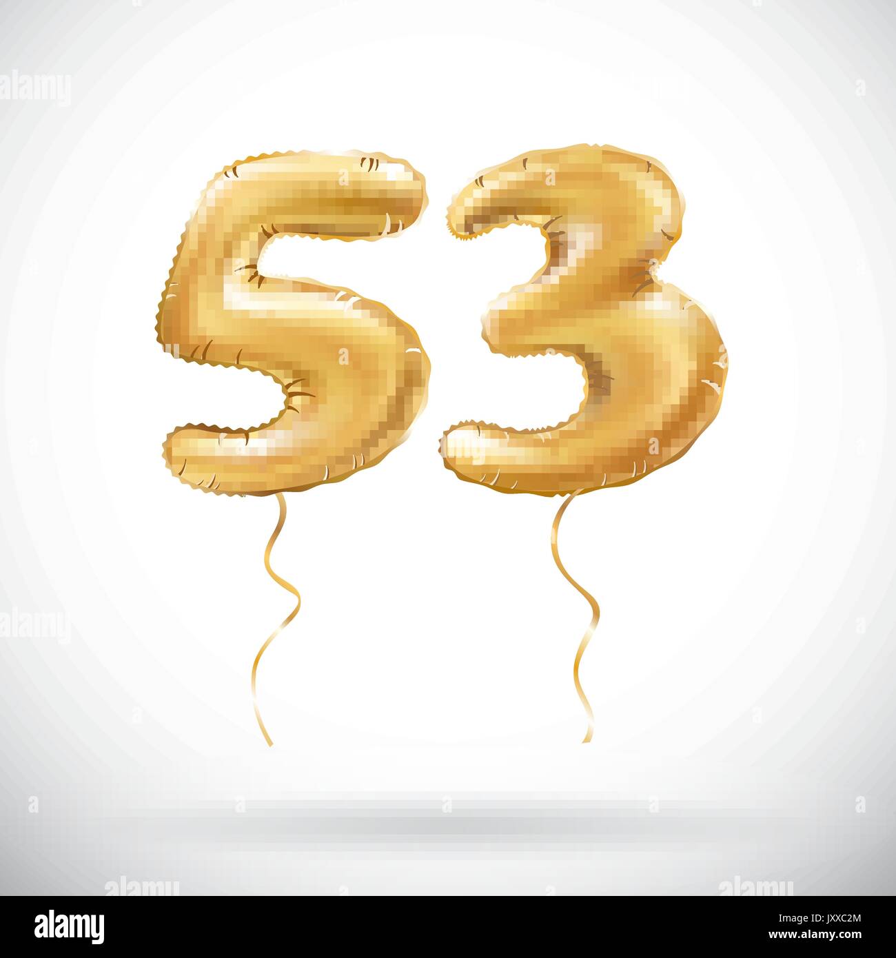 Vector Golden Number 53 Fifty Three Metallic Balloon