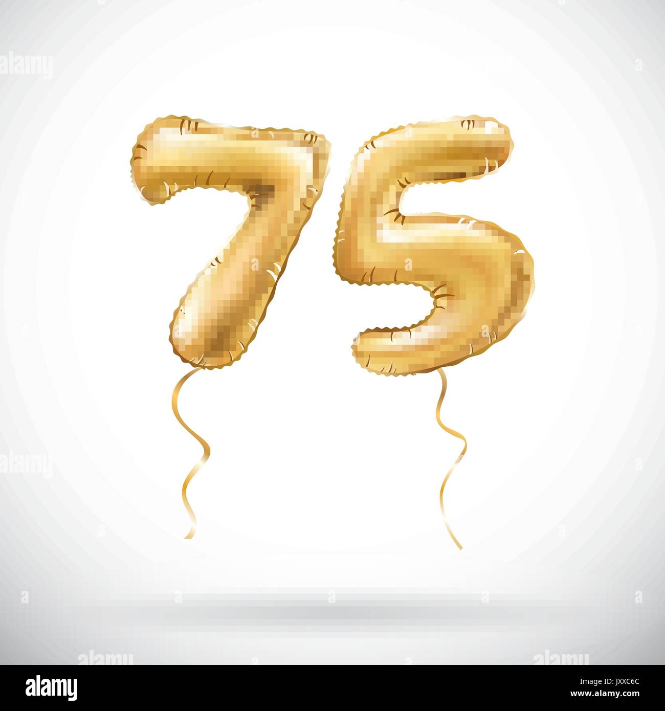 vector Golden number 75 seventy five metallic balloon. Party decoration ...