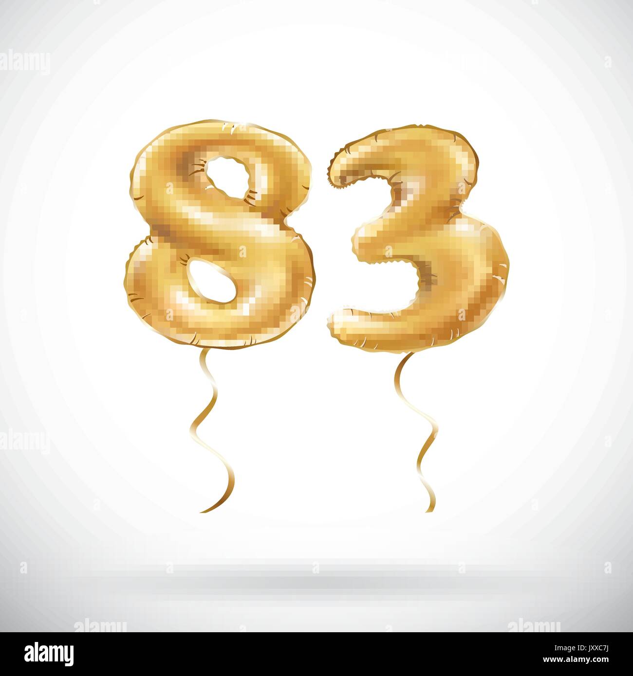 vector Golden number 83 eighty three metallic balloon. Party decoration golden balloons. Anniversary sign for happy holiday, celebration, birthday, ca Stock Vector