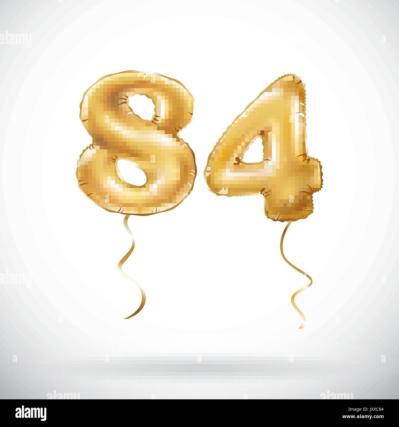 vector Golden number 84 eighty four metallic balloon. Party decoration
