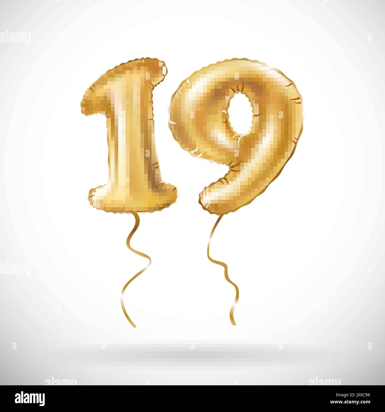 vector Golden number 19 nineteen metallic balloon. Party decoration golden  balloons. Anniversary sign for happy holiday, celebration, birthday, carniv  Stock Vector Image & Art - Alamy