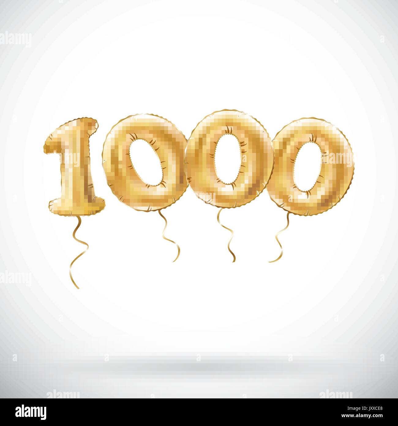 1000 Vector Golden Number 1000 One Thousand Metallic Balloon