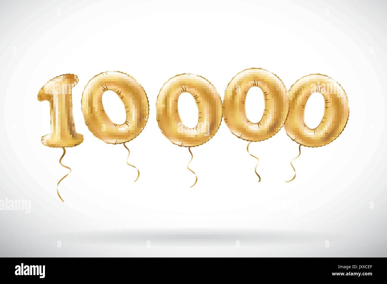 vector Golden number 10000 ten thousand metallic balloon. Party