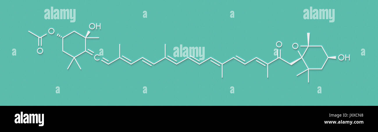 Fucoxanthin brown algae pigment molecule. Ingredient of some dietary supplements. Skeletal formula. Stock Photo