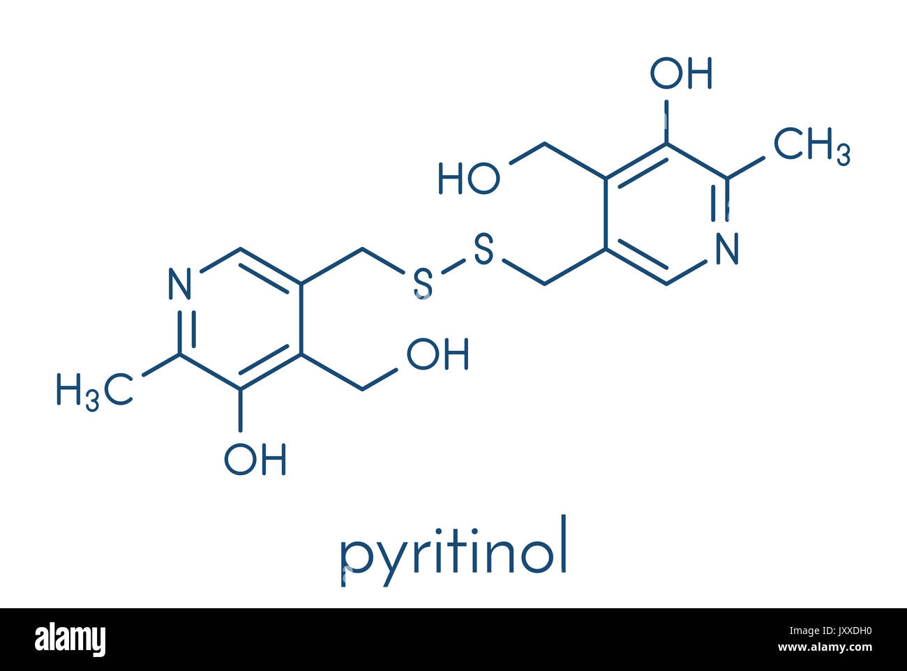 Pyritinol (pyridoxine disulfide) cognitive and learning disorder drug molecule. Also used in nootropic dietary supplements. Skeletal formula. Stock Photo