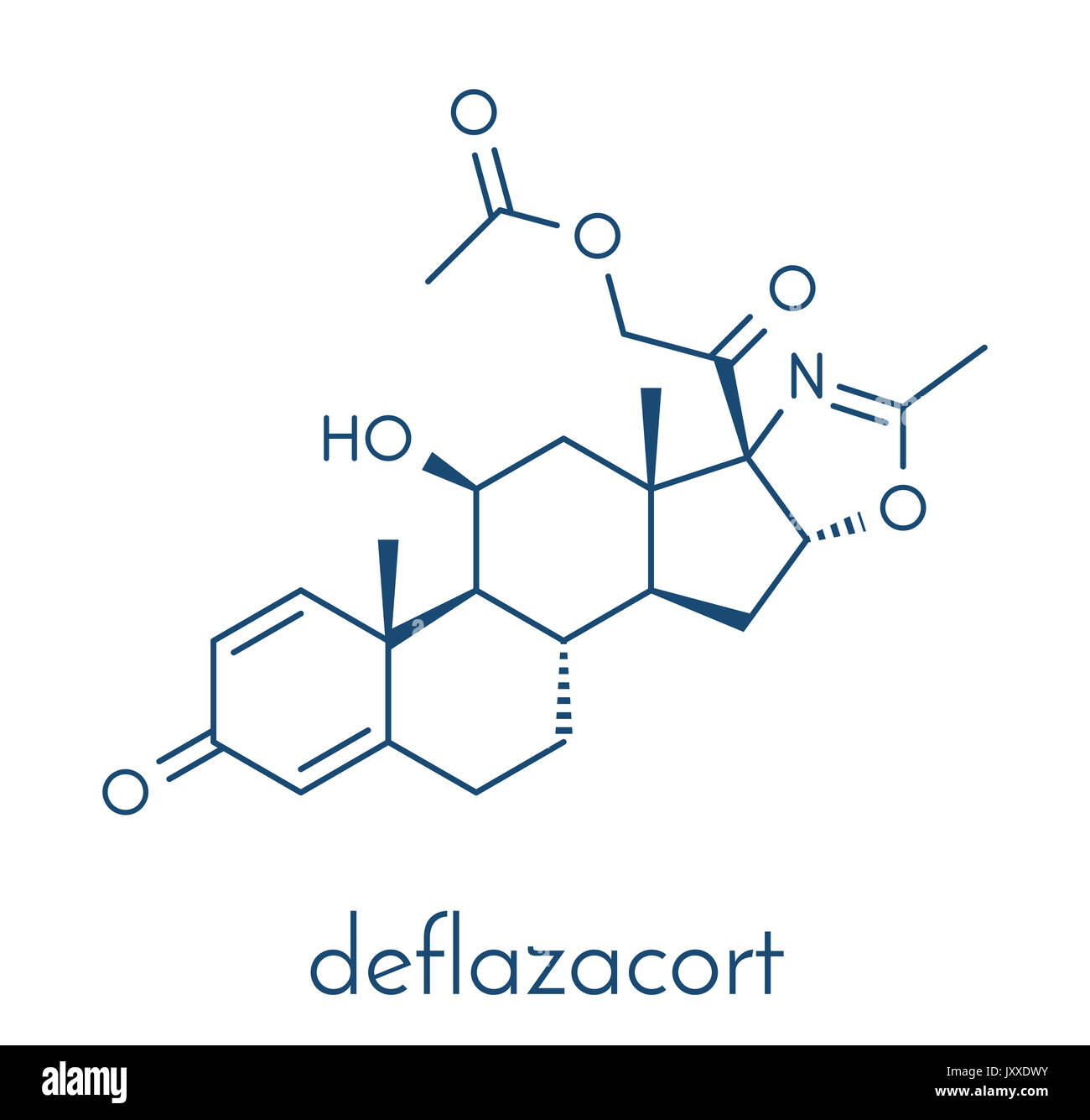 Deflazacort glucocorticoid drug molecule. Skeletal formula Stock Photo ...