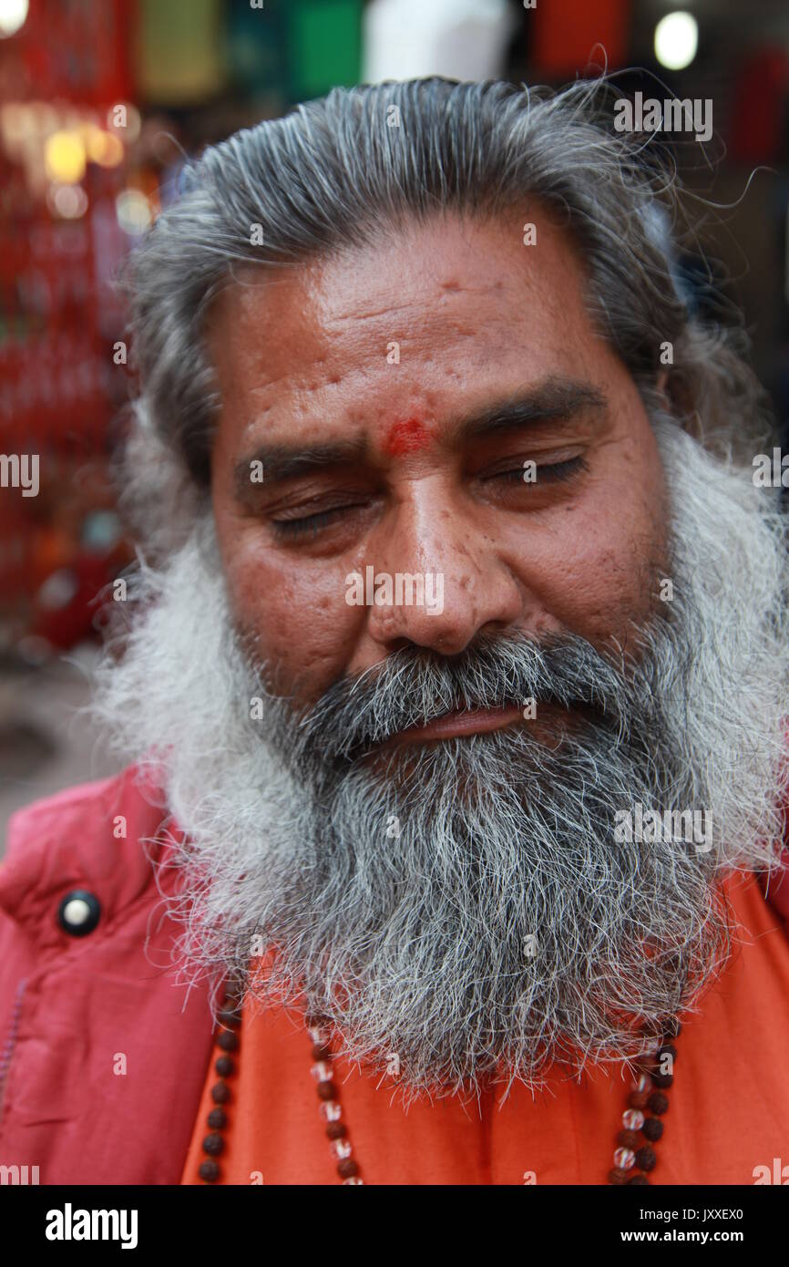 Hindu Swami -- A sadhu (holy man), Sadhu, Swami, Babba, a sadhu (Sanskrit sadhu, 'holy man'  Varanasi, Haridwar, Rishikesh, (Copyright © Saji Maramon) Stock Photo