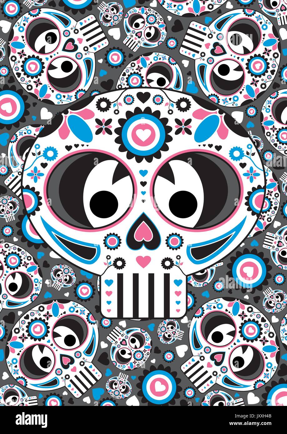 Dia de los Muertos - Mexican Day of the Dead Skull Pattern Stock Vector ...
