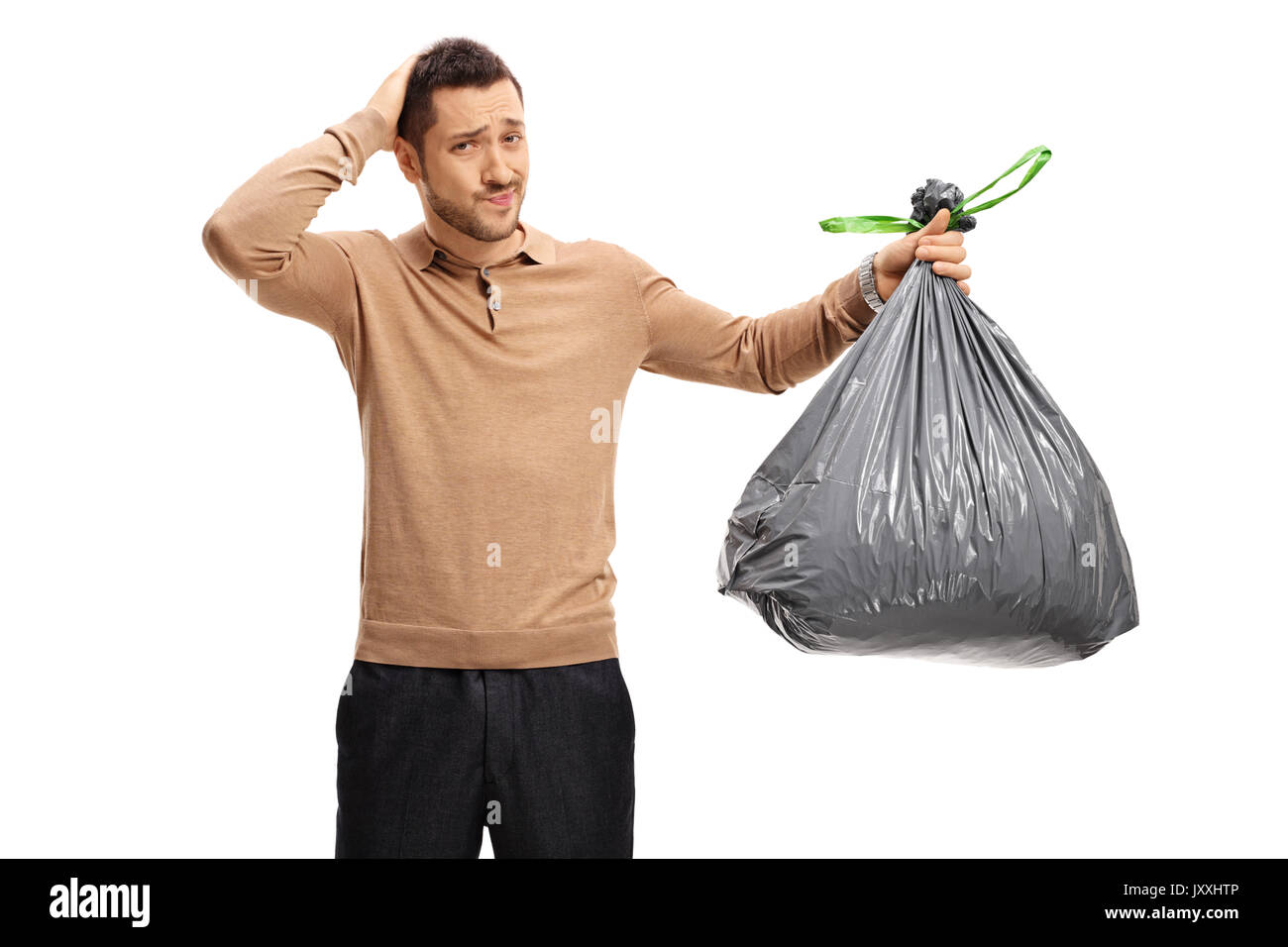 Man trash bag on head hi-res stock photography and images - Alamy