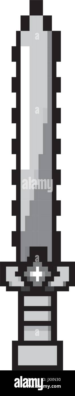 contour video game sword medieval weapon protection Stock Vector Image ...