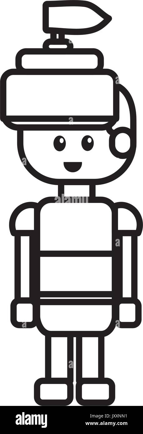 line warrior character to video game technology play Stock Vector