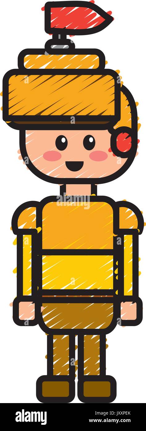 warrior character to video game technology play Stock Vector